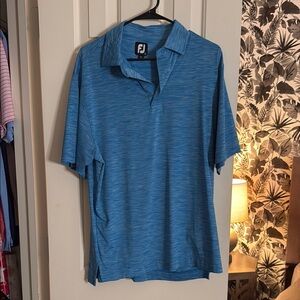 Azure Blue Polo Shirt with Textured Knit